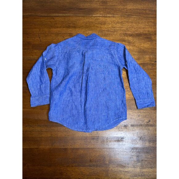 Janie and Jack 100% Linen Blue Button Down Shirt - Picture 2 of 4